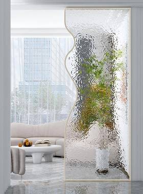 厅水波玻屏风隔断客半墙浴H52088室现代不锈钢奶油璃风卫生间纹入