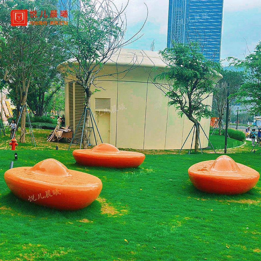 卡玻璃钢椅子商场户外大型网红可ICZ坐打休闲休座椅园公林共息坐