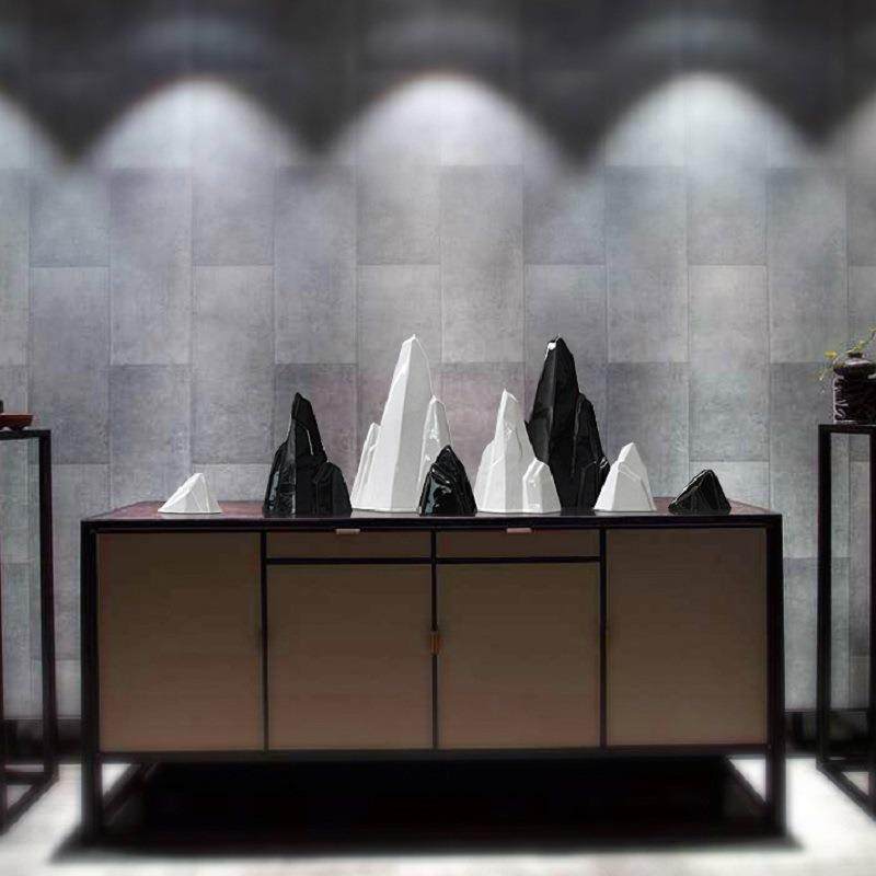 陶瓷假山意OSC中品式摆件家居装饰镀品玄关客厅现代简约电创工艺