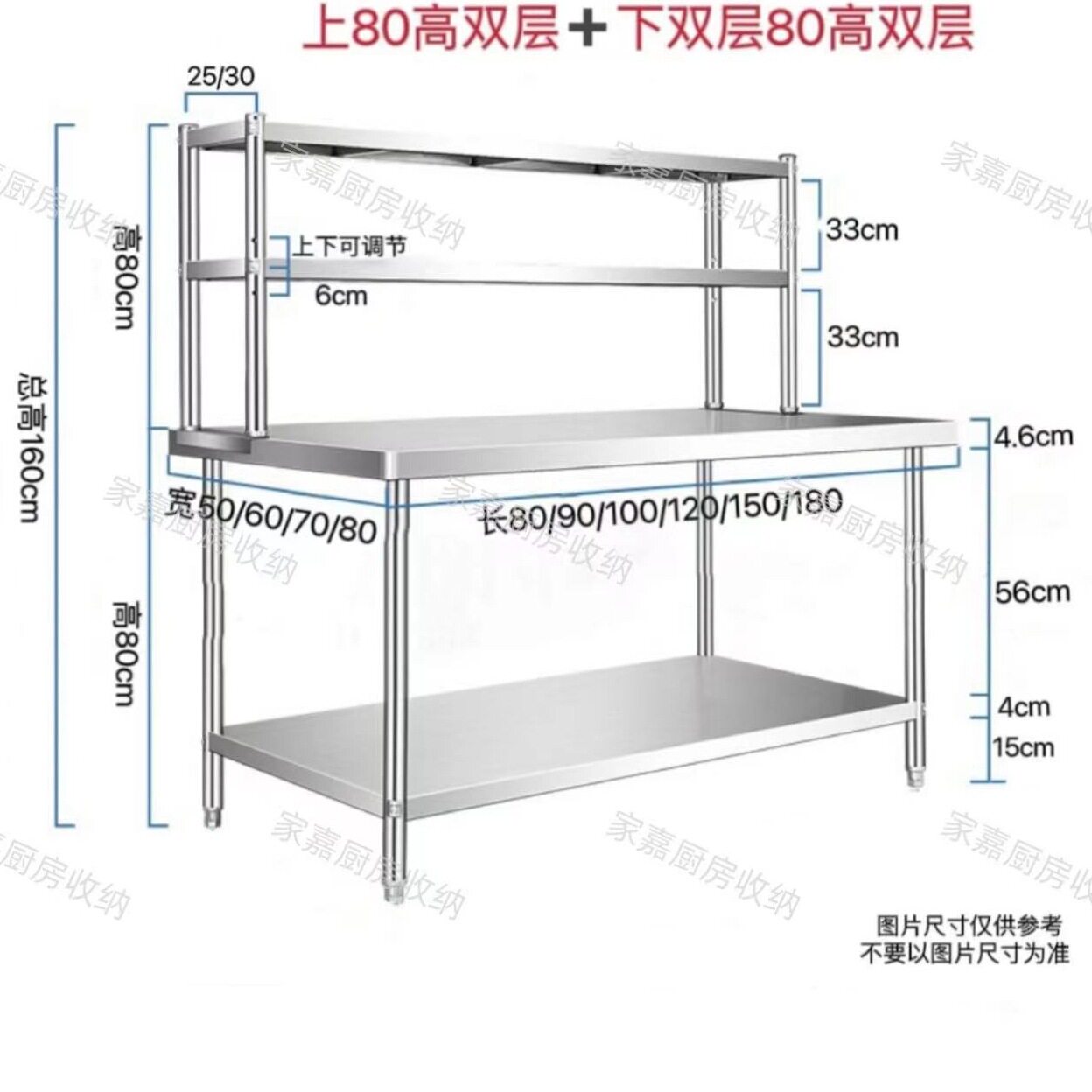 厨房商用不锈钢调料操作台置物架