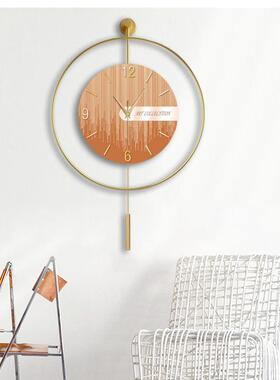 客厅家用打挂钟现lwb13131代钟墙挂客厅免表孔静音摇摆简约大气挂