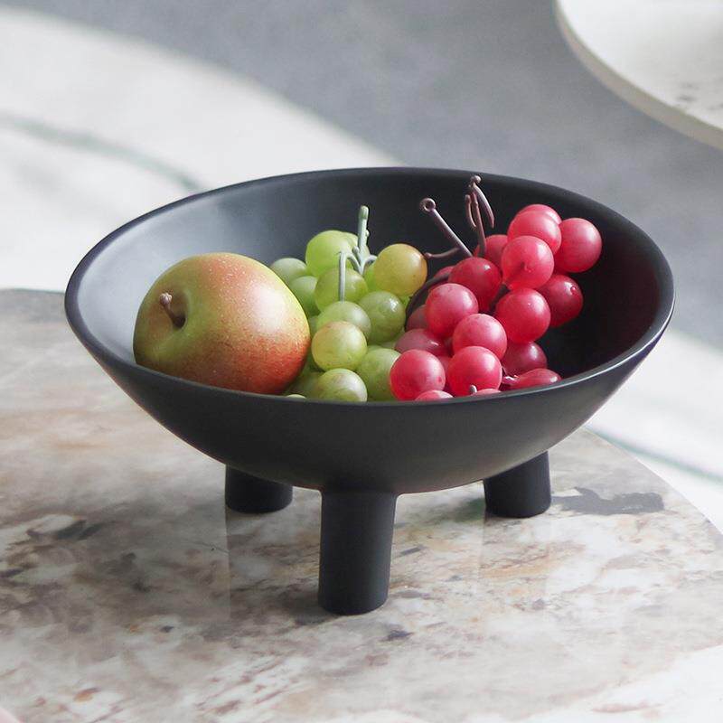 简约现创意圆代形盘水果盘件客厅餐桌茶几轻奢三脚收纳软装CNB摆