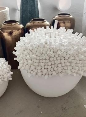 现代简约异形白色柜花瓶件家居客厅插HQK花干花器酒店餐桌电摆视