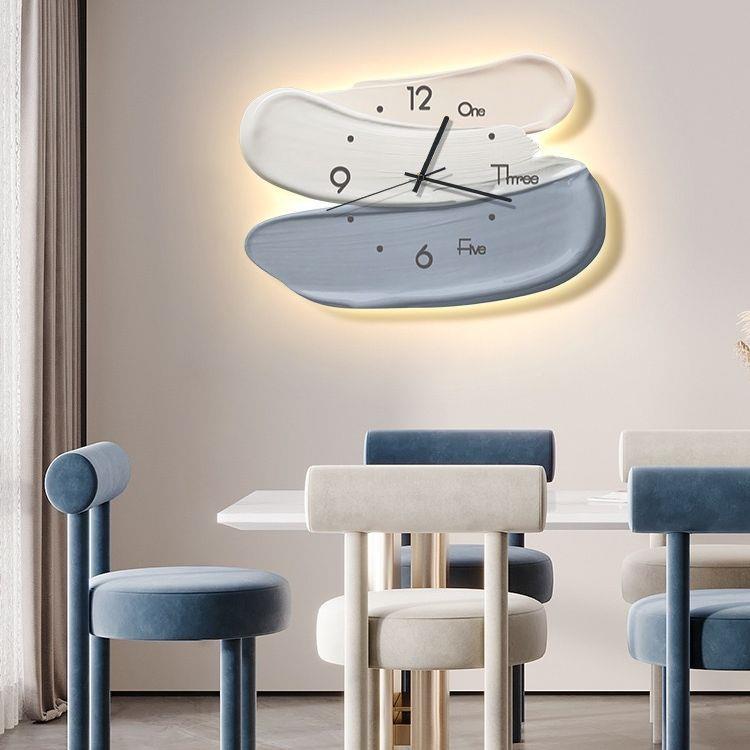 奶油风表客厅家用音壁钟2钟创意装饰画时静钟壁灯023新款简ZBH202