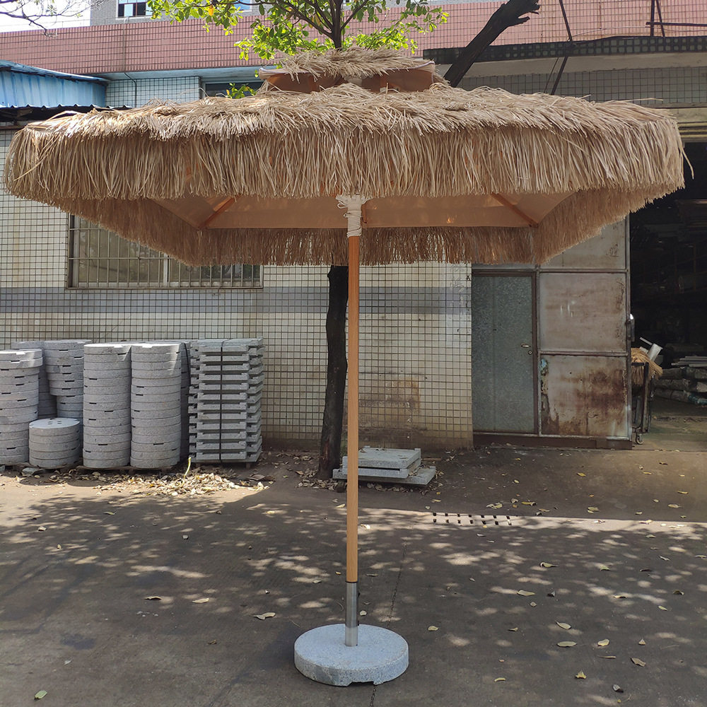 方形稻草伞花园民宿庭院度假村农庄景区公园中柱伞防晒景区专用