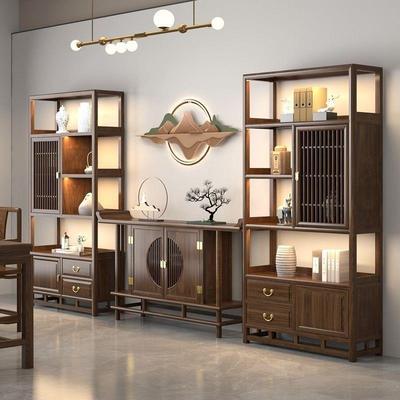 博无品牌/古架实木展示柜办公室书柜酒柜茶室置架物架中客厅玄关