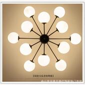 黑色现代简单房工业风铁6030艺魔奶白球LED吊样板客厅卧室黑豆色