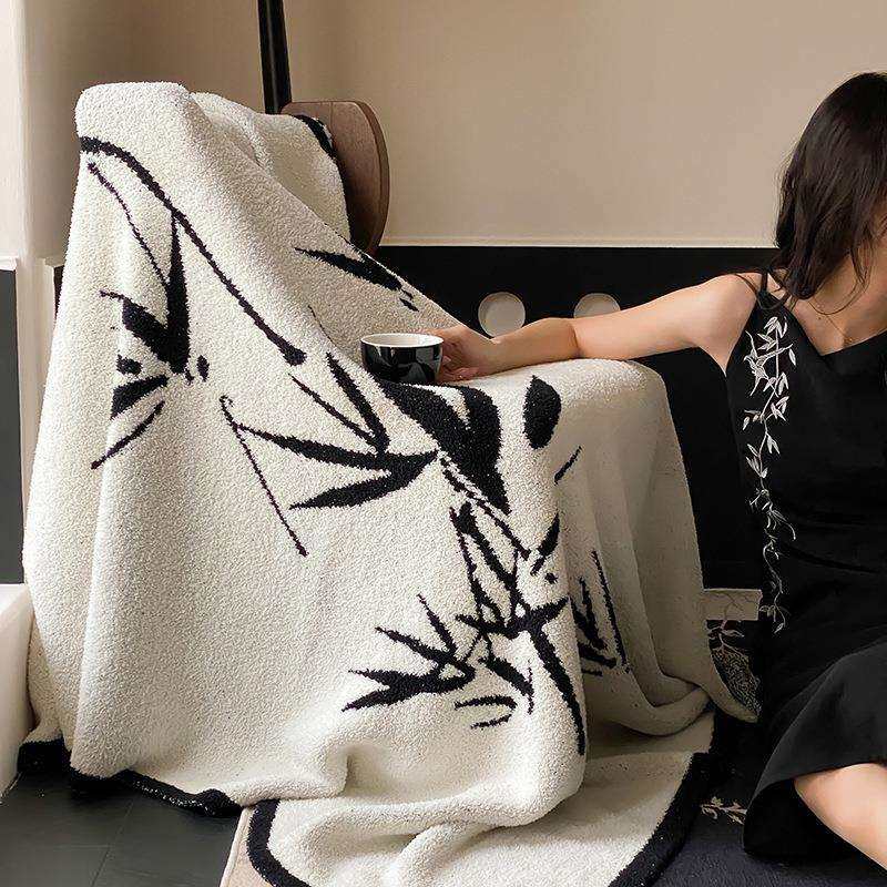 高端秋冬中式国风提花半边绒毛毯黑白水墨沙发毯不掉毛防静电盖毯,玩具/童车/益智/积木/模型,毛绒/玩偶/公仔/布艺类玩具,淘宝优惠券,粉丝福利购,淘宝优惠卷