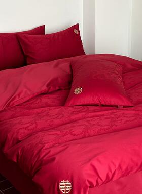 婚庆风丨新中式S100长绒棉龙凤提花四六件套结婚红色囍字四季全棉