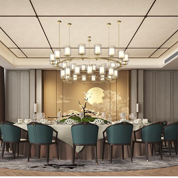中式餐厅吊灯圆形别厅灯连墅新锁餐饮HX9910客包厢灯酒店大堂宴会