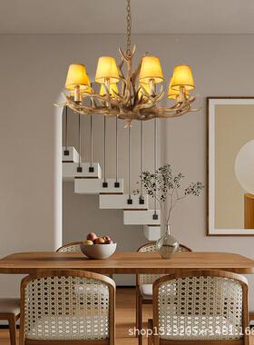 美式鹿角吊灯民宿业34201风工客厅吊灯古复个性创意店服装店铺商
