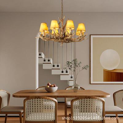 美式鹿角吊灯民宿业34201风工客厅吊灯古复个性创意店服装店铺商