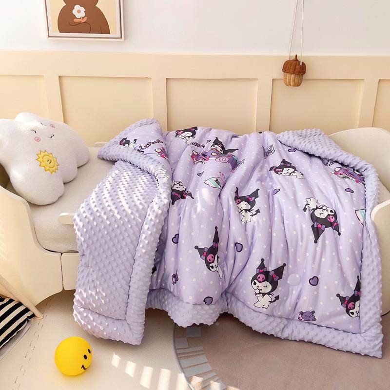 卡通豆豆被针织DM棉加豆豆绒被子儿童保儿园午睡春秋被厚暖四幼季