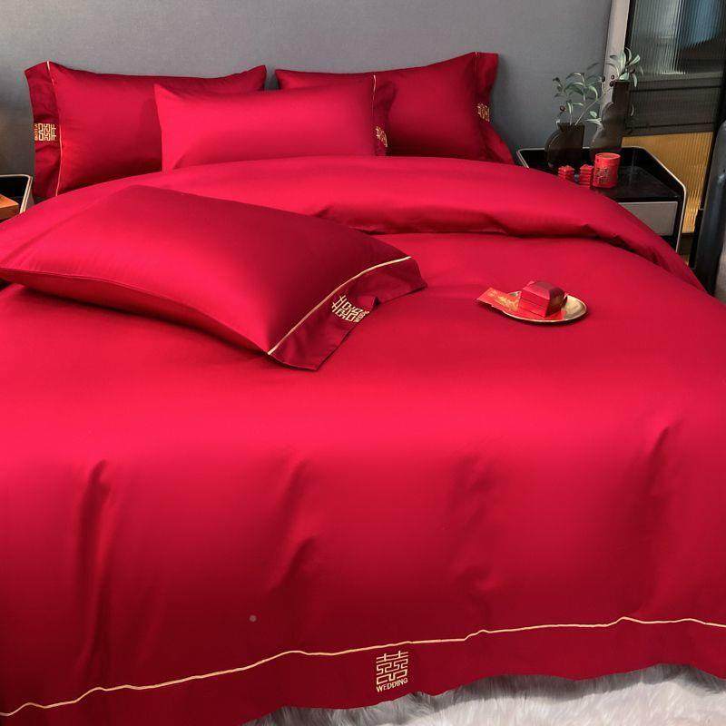 结婚女方陪被子四一整套厂家直供全套中式婚庆嫁套大红色喜被床上,床上用品,婚庆床品套件,淘宝优惠券,粉丝福利购,淘宝优惠卷