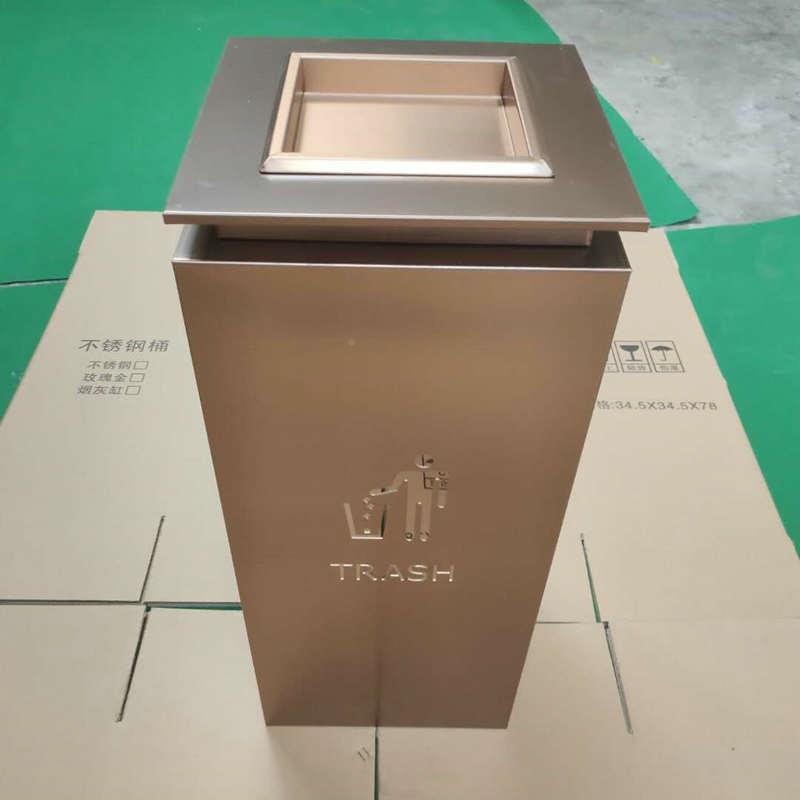 家用方形金垃圾室桶内类玫瑰金收纳分桶户外不yh-256A锈钢垃黑圾