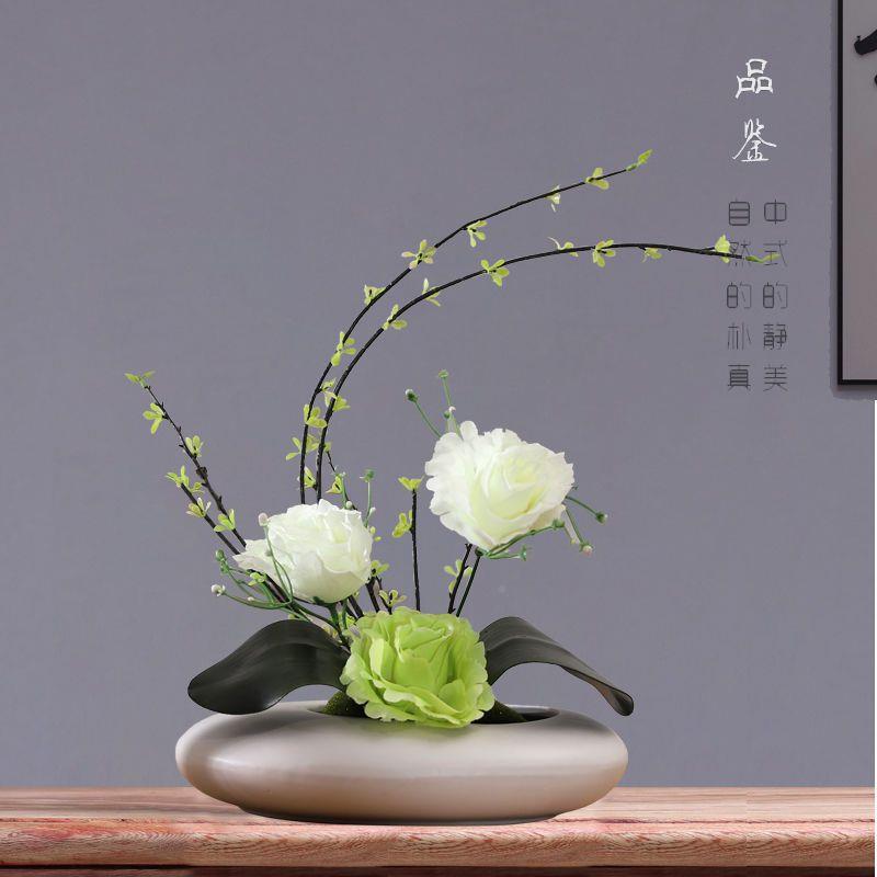 仿饰客真花玫瑰花艺套装摆件简约居1厅电视柜创意装假花绢花摆家
