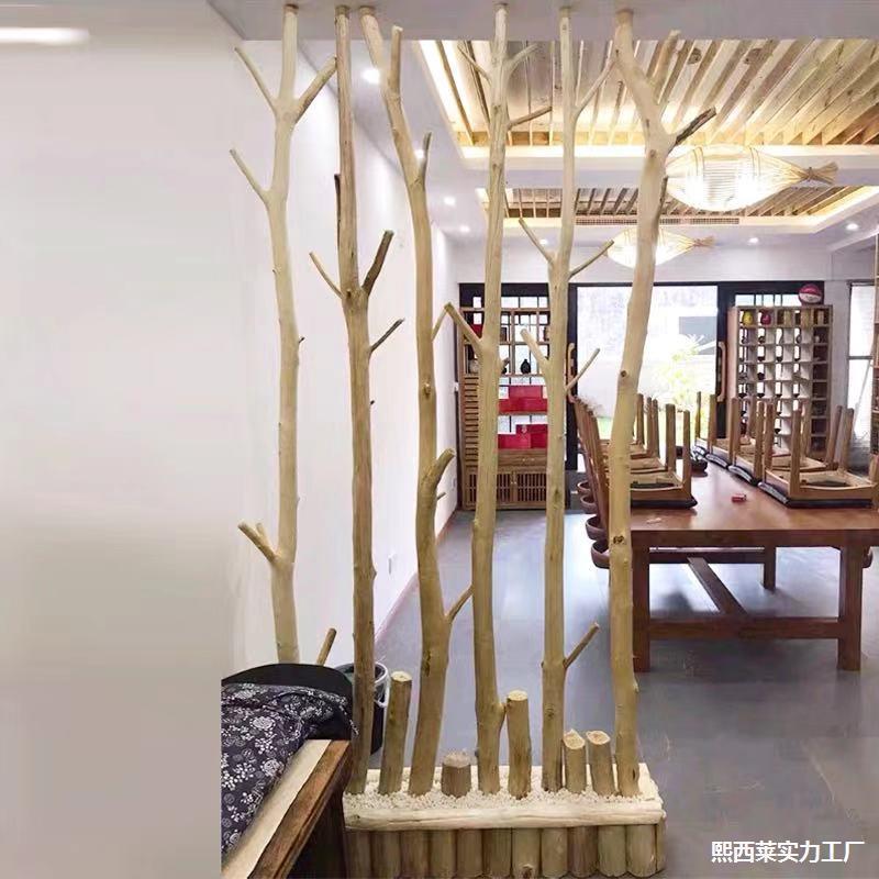 隔断树干品客475树枝展断作示厅幼儿园玄关原木作品展幼儿干隔枯