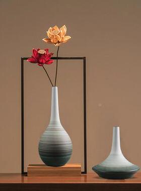 创意新式中瓷花瓶摆件厅酒柜陶餐桌面插花客器样板房GGY玄关软装