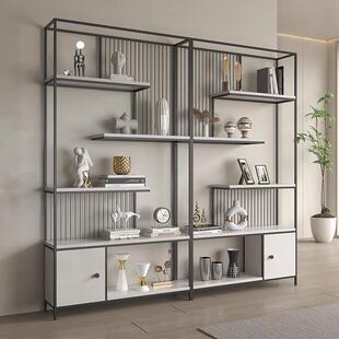 厅展室示架办落地书架客厅现代博古架简客约公轻奢铁艺置物书房书