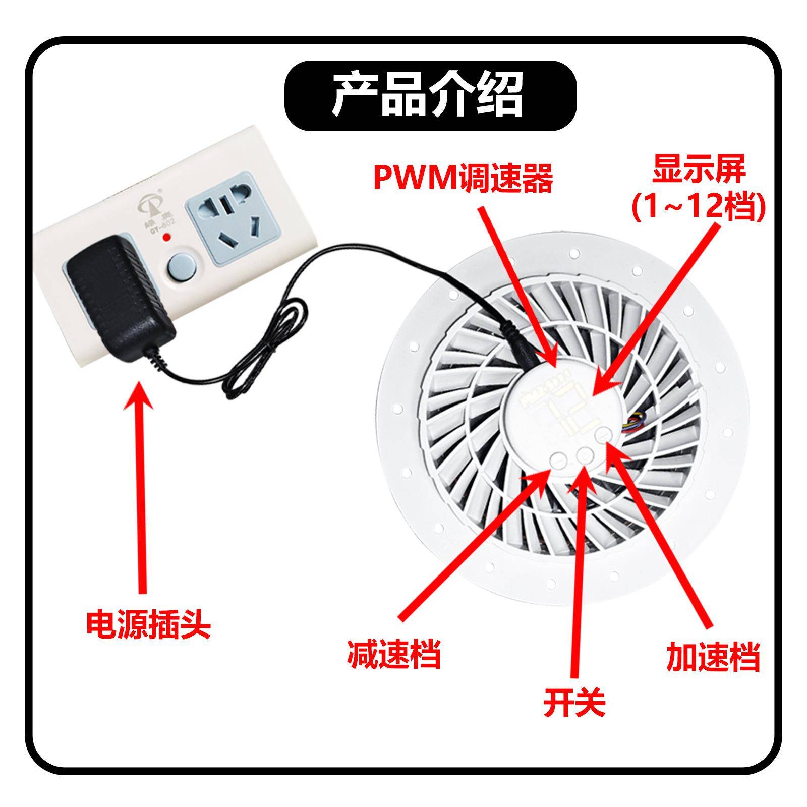 20S圆形厘风扇2cm米VFY2000501气2V70W显示屏12档位PWM调速空净化