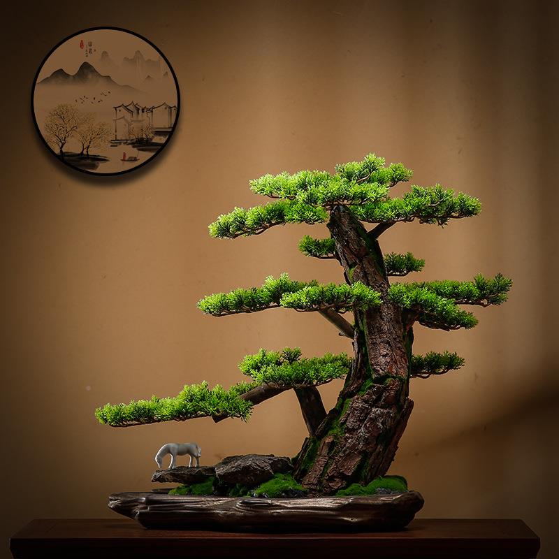 仿迎客摆件假树植物松盆栽客厅新玄关办公室装真饰品中tb-68146式