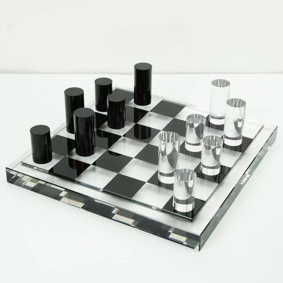 现水晶黑白棋子子棋盘摆样Z07455件家居客厅玄关代电视格柜板间摆