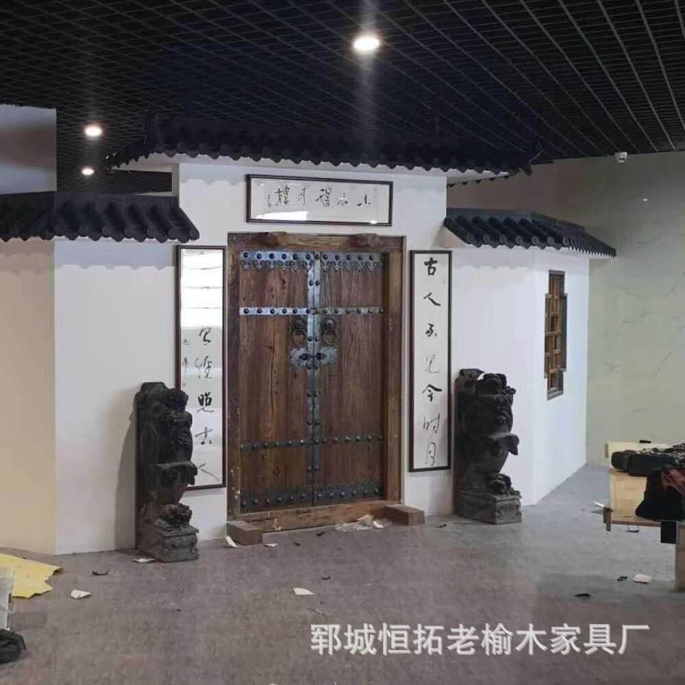 老榆木户门农村民古宿双开门实木整套对39开门仿别墅大进门