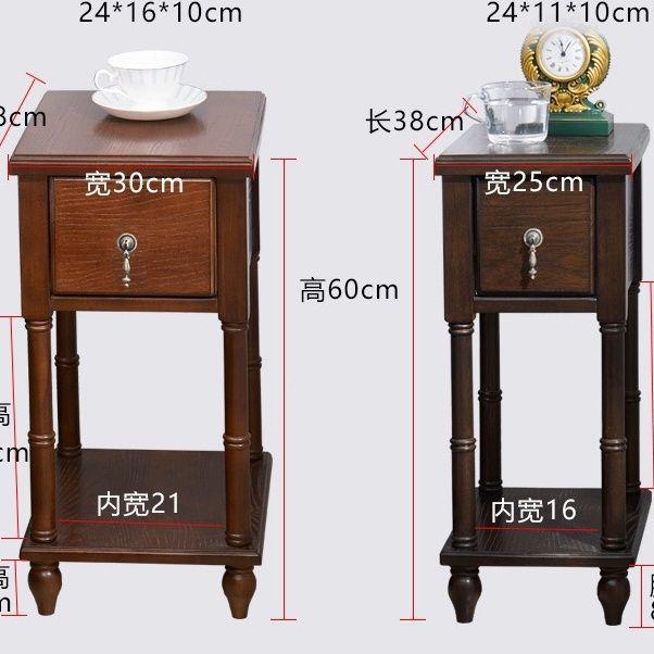美式复古窄边纯实床头柜方形柜角几欧式无品牌/客边桌床柜边边几