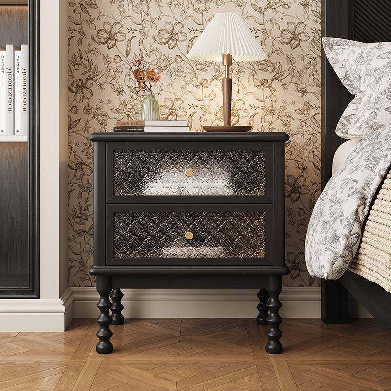 美式复卧古实木床头柜中古风用室乡家村小柜子矮柜边收MRT纳床储