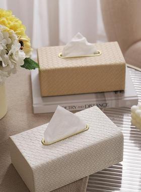 革现用代奢风25902编织皮纸巾盒轻家客厅民宿创意感餐巾抽纸盒摆