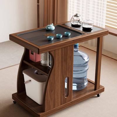 移动茶桌家用户几型茶小台实MKJ木茶车烧水壶一体茶柜水茶边功夫