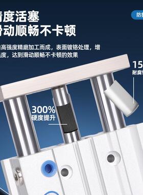 导杆三轴气缸TCM40/50/63/80/100XX5X10LXUX15X202*30*355客-S亚