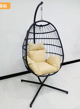 鸟巢吊单篮室内阳台铁秋千室外花园68066艺带垫带坐吊架人吊床