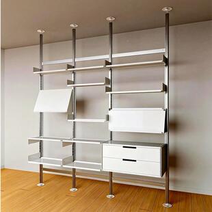 简约示立现代创意顶天地铝型材书架MFP置物架客陈厅收纳架列展收