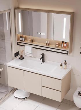 2355（包安）新款巾杆装奶油风柜浴室组合现代简约卫毛生间陶瓷一