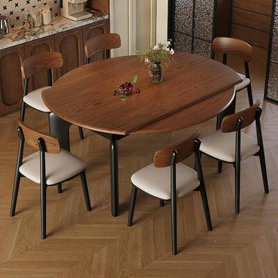 中古纹风可伸缩实木桌椅餐两组合小户型折叠用白78294蜡木复古饭