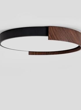 意式圆护眼书房极简形卧室吸顶灯胡桃木纹代简约主EHO灯卧灯房现