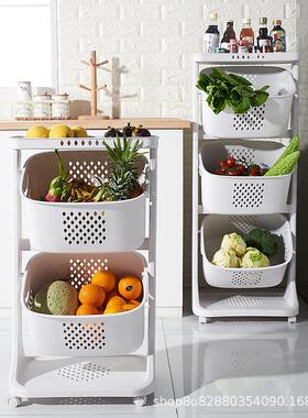 多层人气厨卫用固牢旋筐转设计厨YUL房收纳塑料夹缝篮万向轮品置