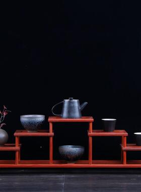 小博古架榫壶卯结构花梨木中式多阁59915实木紫砂宝茶具件展示摆