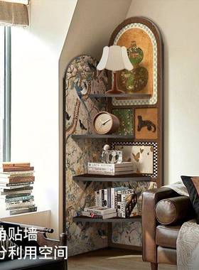 厅中古风转角架客角柜墙角柜书柜复拐古角角落置76075物柜柜储物