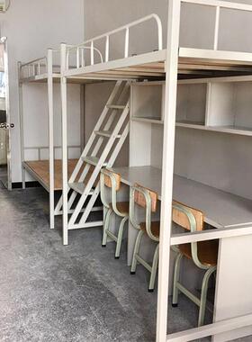 学校宿学舍连体公寓双层上铺床铁床加厚下69099钢材生上床下桌铁
