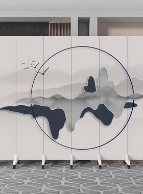 新中式屏风隔山水断办室折叠移动客公64600厅酒店遮简挡约饭店玄