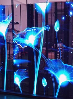 户外水告显示商场橱窗冰屏玻璃屏全广彩透IBG明幕墙l防ed屏格栅大