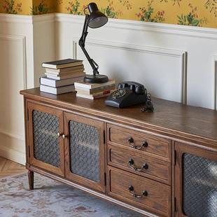 美式 复储古客厅物视听CFP柜轻奢雕多功能家用小花户 实木电视柜式