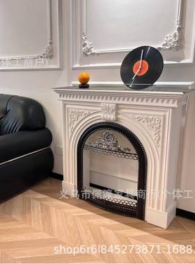 网红厅实木真壁法式34162壁炉柜客取暖器玄关柜欧式民宿装饰柜美