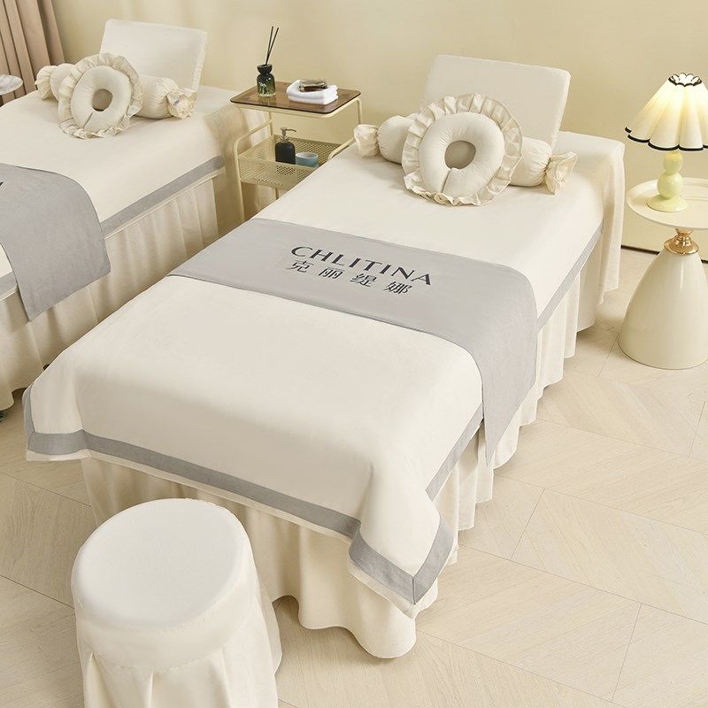 高端A类美容床罩四件套轻奢高级感美容院专用按摩床单可定制LOGO,床上用品,床罩,淘宝优惠券,粉丝福利购,淘宝优惠卷