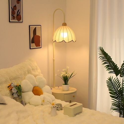 奶油风法式落地灯卧室客厅沙发旁边几台灯装饰置物床头柜台灯一体