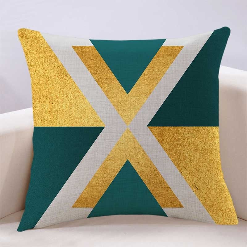 现代轻奢风金色几何客厅沙发抱枕套含芯个性来图定制靠枕靠背坐垫