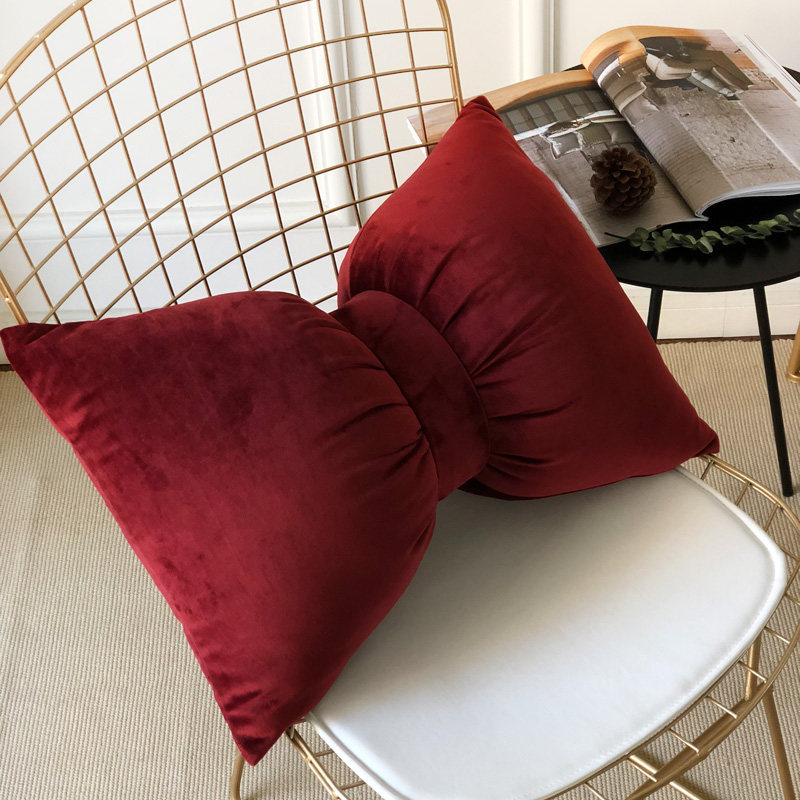 客厅沙发蝴蝶结抱枕靠垫餐椅办公椅创意腰枕可拆洗样板房床上靠枕