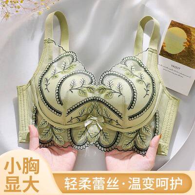 聚拢内衣女无钢圈小胸显大收副乳上托防下垂调整型美背文胸罩套装